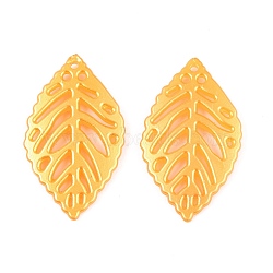 Transparent Acrylic Pendants, Leaf, Orange, 34.5x20.5x3mm, Hole: 1.4mm(OACR-N137-28B)