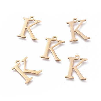 304 Stainless Steel Charms, Greek Alphabet, Golden, Letter.K, 13.8x11.2x1mm, Hole: 1.2mm