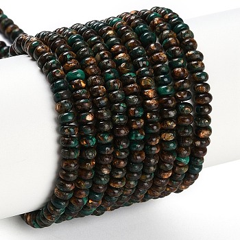 Assembled Natural Malachite & Bronzite Beads Strands, Rondelle, 4.5x2.5mm, Hole: 0.6mm, about 155pcs/strand, 15.75''(40cm)