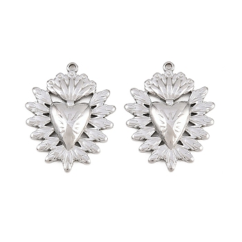 304 Stainless Steel Pendants, Sacred Heart Charms, Stainless Steel Color, 19.5x15.5x2.5mm, Hole: 0.9mm