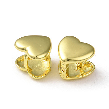 Rack Plating Brass Heart Hoop Earrings for Women, Lead Free & Cadmium Free, Real 18K Gold Plated, 12x12.5x11mm, Pin: 1.2mm