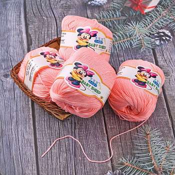 Baby Yarns, with Cotton, Silk and Cashmere, Light Salmon, 1mm, about 50g/roll, 6rolls/box