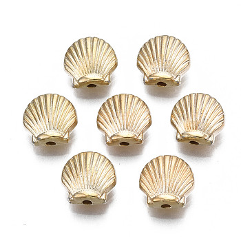 Plating ABS Plastic Beads, Shell Shape, Light Gold Plated, 8.5x9x4mm, Hole: 1.5mm