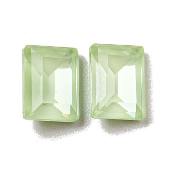 Glass Rhinestone Cabochons, Point Back & Back Plated, Faceted, Rectangle, Chrysolite, 8x6x4mm