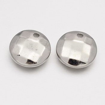 CCB Plastic Charms, Faceted Flat Round, Platinum, 14x5mm, Hole: 2mm