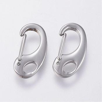 304 Stainless Steel Push Gate Snap Keychain Clasp Findings, Stainless Steel Color, 16x8x3mm