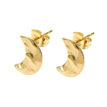 304 Stainless Steel Stud Earring Findings, Moon, 12x9mm, Hole: 1.4mm, Pin: 10.5x0.5mm.