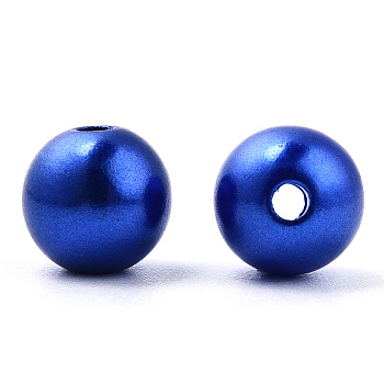 Spray Painted ABS Plastic Imitation Pearl Beads, Round, Medium Blue, 8x9.5mm, Hole: 1.8mm, about 2080 pcs/500g