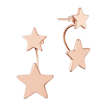 SHEGRACE Brass Stud Earrings, Star, Rose Gold, 21.7mm