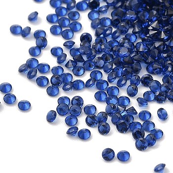 Cubic Zirconia Cabochons, Faceted Diamond, Marine Blue, 1x1mm