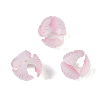 Simulation Lotus Shape Acrylic Bead Caps, for DIY Jewelry Making, Pearl Pink, 15x13mm, Hole: 1.2mm