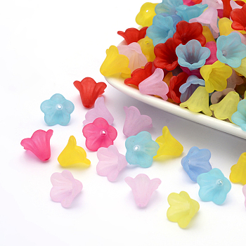 Frosted Acrylic Beads, Flower, Mixed Color, 10x13.5mm, Hole: 1.8mm, about 1600pcs/500g
