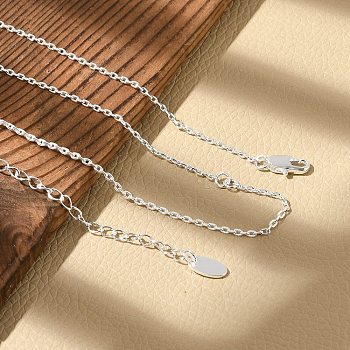 Brass Cable Chain Necklaces for Women Men, 925 Sterling Silver Plated, 16.54 inch(42cm)