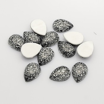 Teardrop Acrylic Cabochons, Black, 21x15x5.48~5.7mm