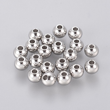 304 Stainless Steel Smooth Round Spacer Beads, Stainless Steel Color, 4x3mm, Hole: 1.2mm