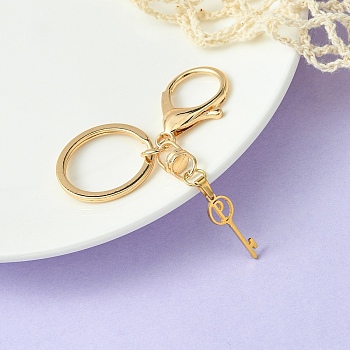 304 Stainless Steel Initial Letter Key Charm Keychains, with Alloy Clasp, Golden, Letter P, 8.8cm
