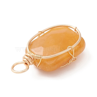 Natural Yellow Jade Copper Wire Wrapped Pendants(PALLOY-JF02131-02)-2