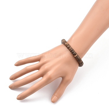 Rondelle Natural Coconut Stretch Bracelets(BJEW-JB05361-01)-3