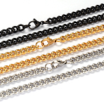 201 Stainless Steel Twisted Chain Curb Chain Necklaces, with Lobster Claw Clasps, Mixed Color, 23.62 inch(60cm), 5mm(NJEW-L416-06)