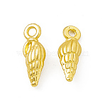 Rack Plating Alloy Charms, Cadmium Free & Lead Free & Nickle Free, Conch, Matte Gold Color, 14.5x4.5x4mm, Hole: 1.6mm(FIND-G045-38MG)