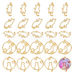 5 Sets Zinc Alloy Open Back Bezel, Cat Theme, Golden, 23~40.5x36~40.5x2~2.5mm, Hole: 2~3.5mm, 5pcs/set(FIND-OC0004-05)