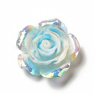 Luminous Resin Cabochons, AB Color, Flower, Medium Turquoise, 30.5x30.5x11mm(CRES-D005-C03)