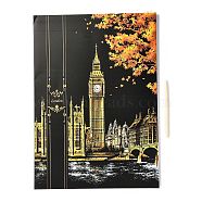 Scratch Rainbow Painting Art Paper, DIY Night View of the City, with Paper Card and Sticks, Big Ben, London, 40.5x28.4x0.05cm(DIY-F067-01A)