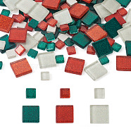 Elecrelive 272Pcs 2 Style Square Transparent Glass Cabochons, Mosaic Tiles, for Home Decoration or DIY Crafts, Colorful, 20x20x4mm, 200g, about 52pcs(GLAA-EL0001-01C)
