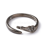 Alloy Wing Open Cuff Ring for Women, Gunmetal, Wide: 2~5mm, Inner Diameter: 18mm(RJEW-K239-17B-B)