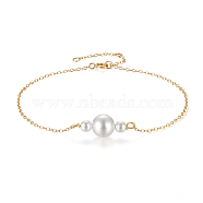 Vintage S925 Sterling Silver and Shell Pearl Bead Link Bracelets, Simple and Stylish, Golden, 6-3/4 inch(17cm)(BB7445)