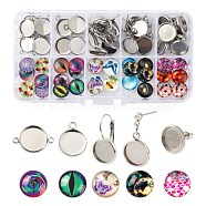 DIY Jewelry Set Making Kits, Including 304 Stainless Steel Cabochons Findings, Glass Cabochons, Stainless Steel Color, Cabochons Findings: 30pcs(DIY-LS0002-94P)