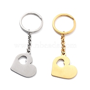 304 Stainless Steel Keychain, Stamping Blank Tag, Heart in Heart, Mixed Color, 90mm(KEYC-I115-05)