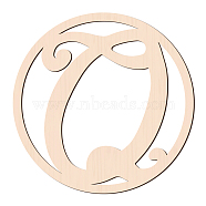 Laser Cut Wooden Wall Sculpture, Torus Wall Art, Home Decor Artwork, Flat Round with Letter, BurlyWood, Letter.Q, 310x6mm(WOOD-WH0105-055)
