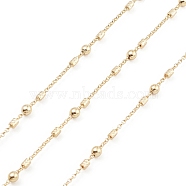 Brass Cable Chains, with Column & Round Beaded, Unwelded, with Spool, Real 18K Gold Plated, 1x0.2mm, 4.5x2.5mm, 4x1.5mm(CHC-M025-54G)