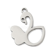 201 Stainless Steel Pendants, Swan Charms, Stainless Steel Color, 17x14.5x1mm, Hole: 1.4mm(STAS-F316-32C-P)