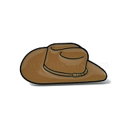 Black Alloy Brooches, Cowboy Hat Enamel Pins, for Backpack Clothes, Camel, 14.5x31x1.5mm(JEWB-G036-03)