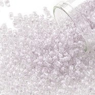 TOHO Round Seed Beads, Japanese Seed Beads, (1066) Pale Purple Lined Crystal, 8/0, 3mm, Hole: 1mm, about 1110pcs/50g(SEED-XTR08-1066)