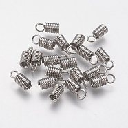 304 Stainless Steel Cord Ends, End Caps, Column, Stainless Steel Color, 8x3mm, Hole: 2mm, Inner: 2mm(STAS-F141-21P-8.5x3.5)