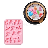 Food Grade DIY Silicone Molds, Fondant Molds, for DIY Cake Decoration, Chocolate, Candy, UV Resin & Epoxy Resin Jewelry Making, Pink, 234x167x17mm(DIY-E031-04)