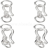 4 Sets 2 Size 925 Sterling Silver S-Hook Clasps, with Jump Rings, Silver, 16.5mm and 20mm, Hole: 3.5mm, 2 Sets/size(STER-BC0001-53)