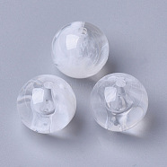 Acrylic Beads, Imitation Gemstone, Round, Clear & White, 15.5x15mm, Hole: 2mm, about 210pcs/500g(OACR-T006-185H-01)