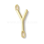 Rack Plating Brass Connector Charms, Cadmium Free & Lead Free, Long-Lasting Plated, Real 18K Gold Plated, Letter Y, 22.5x8.5x1.5mm, Hole: 3x0.8mm(KK-P245-07G-Y)