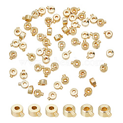 60Pcs Brass Crimp Beads, Nickel Free, Column, Real 14K Gold Plated, 4x3x2.5mm, Hole: 0.6mm(KK-AR0003-26)