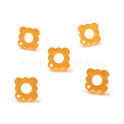 Acrylic Stud Earring Finding, Flower with Gold Foil, Gold, 15x15.5x2mm, Hole: 1.6mm, Pin: 0.7mm(FIND-B003-01D)