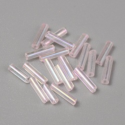 300Pcs Transparent Glass Round Bugle Beads, Round Hole, Lavender Blush, 6~7x2mm, Hole: 0.8~0.9mm(GLAA-WH0015-74C)