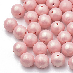 Spray Painted Style Acrylic Beads, Rubberized, Round, Salmon, 8mm, Hole: 1mm(X-MACR-T010-8mm-05)