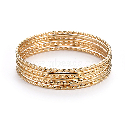 Fashion 304 Stainless Steel Buddhist Bangle Sets, Golden, 2-1/2 inch(6.5cm), 7pcs/set(BJEW-L664-001A)