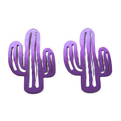 Spray Painted Iron Pendants, Cactus, Purple, 49x33x3mm, Hole: 1.2mm(IFIN-N008-024B)