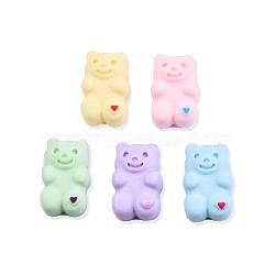 Opaque Resin Cabochons, Bear with Heart, Mixed Color, 17x11x6.5mm(CRES-N022-154)