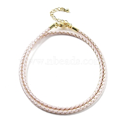 Polyester Cord Braided Necklace Makings, with Brass Findings, Stainless Steel Clasps, Long-Lasting Plated, Golden, Lavender Blush, 18-3/4 inch(47.5cm)(MAK-L043-03G-21)